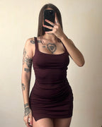 VESTIDO DRAPEADO CON TAJO
