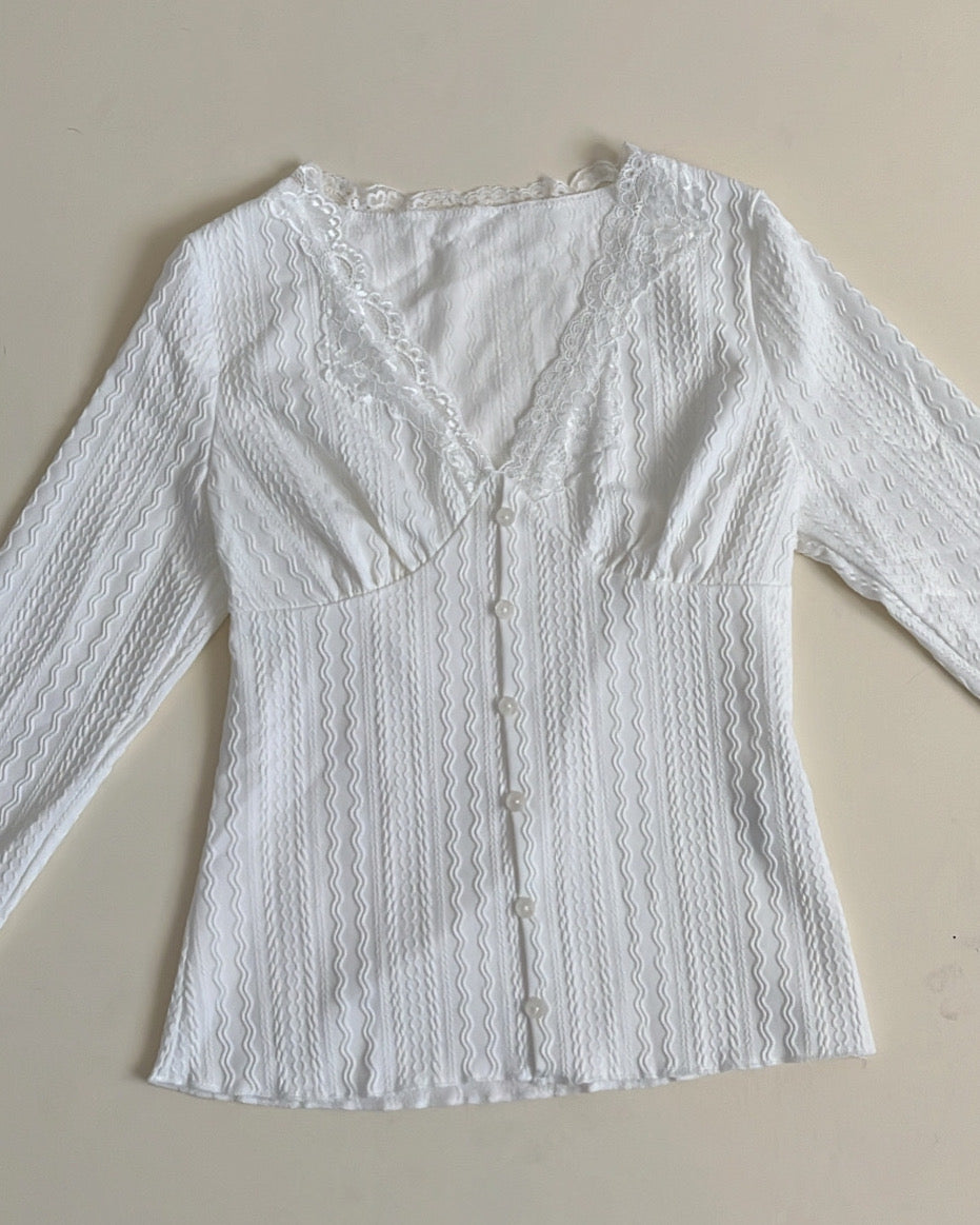BLUSA MANGA LARGA ENCAJE