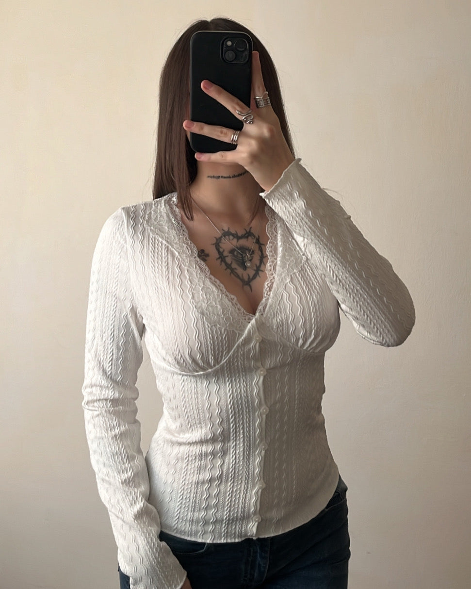 BLUSA MANGA LARGA ENCAJE