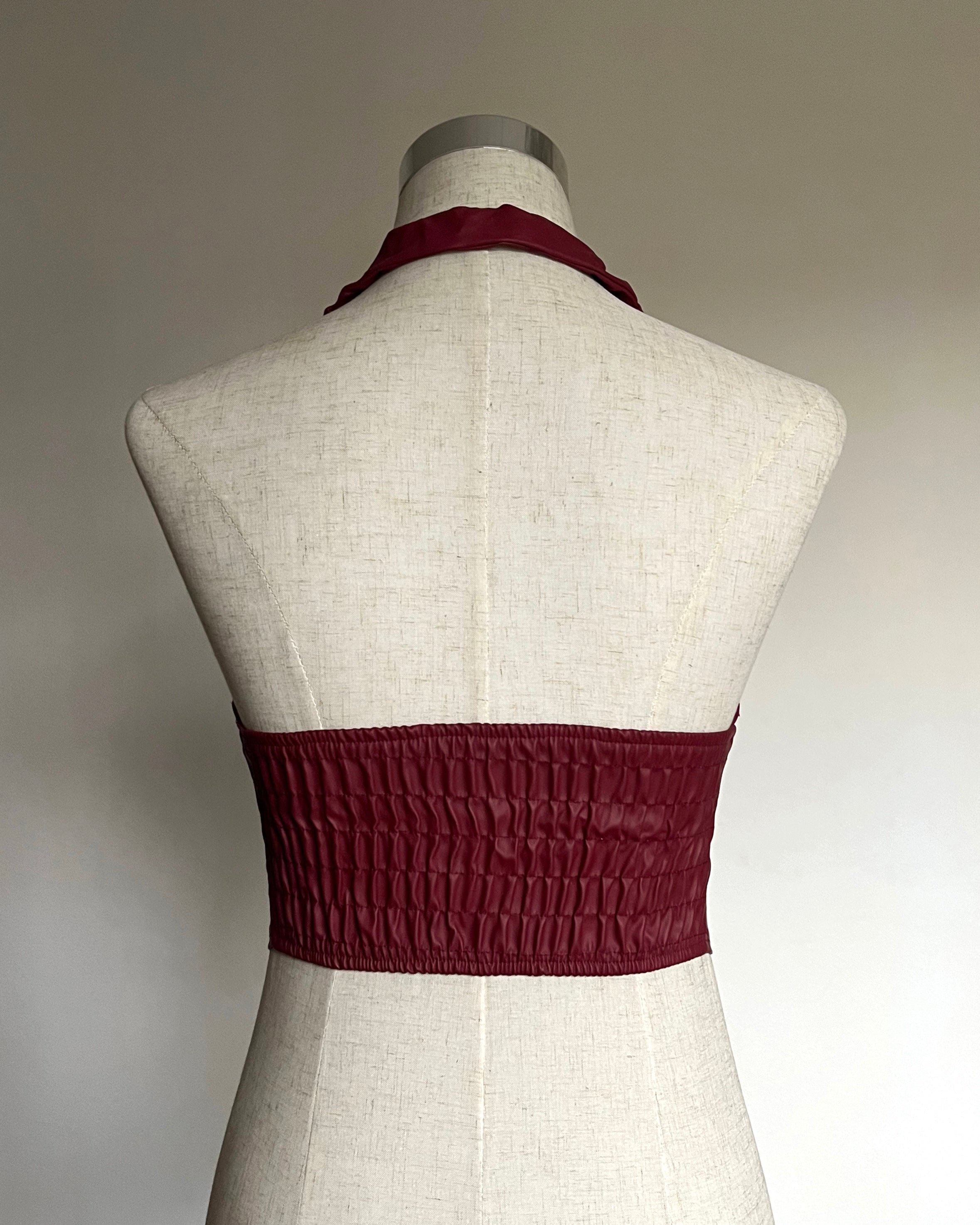 TOP CORSET CUERINA VINO